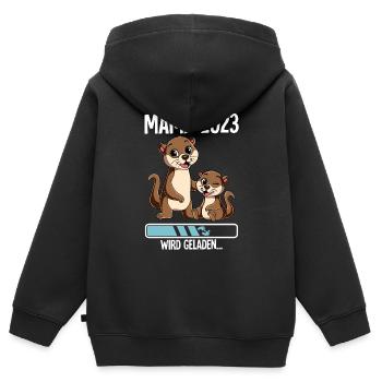 Werdende Mama 2023 - Kinder Premium Organic Zip Hoodie - Schwarz - Hinten - AI Model Kid Male (0cm)