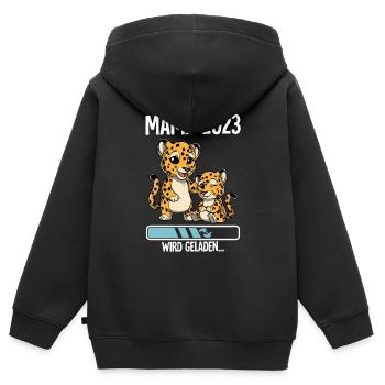 Werdende Mama 2023 - Kinder Premium Organic Zip Hoodie - Schwarz - Hinten - AI Model Kid Male (0cm)