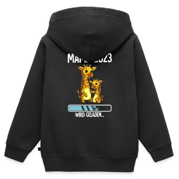 Werdende Mama 2023 - Kinder Premium Organic Zip Hoodie - Schwarz - Hinten - AI Model Kid Male (0cm)