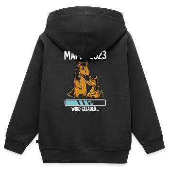 Werdende Mama 2023 - Kinder Premium Organic Zip Hoodie - Schwarz - Hinten - AI Model Kid Male (0cm)