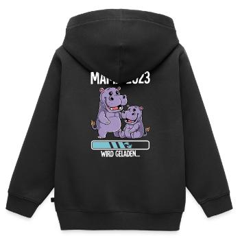Werdende Mama 2023 - Kinder Premium Organic Zip Hoodie - Schwarz - Hinten - AI Model Kid Male (0cm)