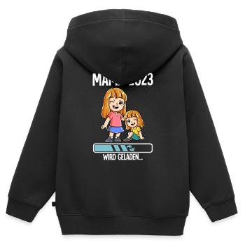 Werdende Mama 2023 - Kinder Premium Organic Zip Hoodie - Schwarz - Hinten - AI Model Kid Male (0cm)