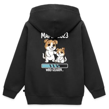 Werdende Mama 2023 - Kinder Premium Organic Zip Hoodie - Schwarz - Hinten - AI Model Kid Male (0cm)