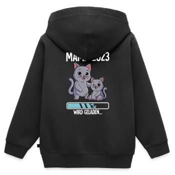 Werdende Mama 2023 - Kinder Premium Organic Zip Hoodie - Schwarz - Hinten - AI Model Kid Male (0cm)