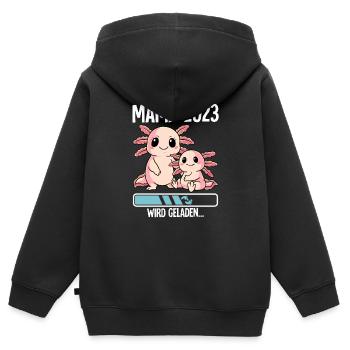 Werdende Mama 2023 - Kinder Premium Organic Zip Hoodie - Schwarz - Hinten - AI Model Kid Male (0cm)