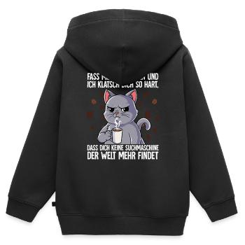 Fass mein Kaffee an und ich klatsch dich Kaffee - Kinder Premium Organic Zip Hoodie - Schwarz - Hinten - AI Model Kid Male (0cm)