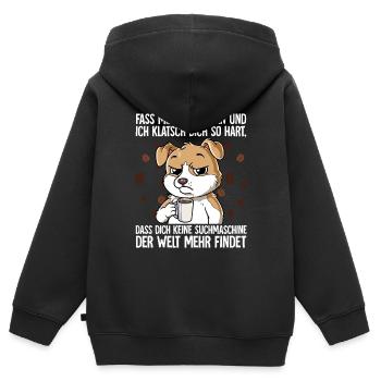 Fass mein Kaffee an und ich klatsch dich Kaffee - Kinder Premium Organic Zip Hoodie - Schwarz - Hinten - AI Model Kid Male (0cm)