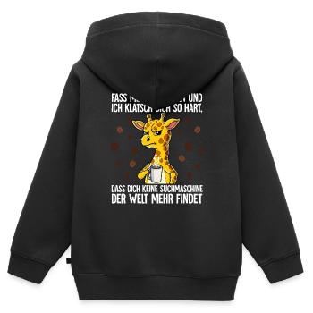 Fass mein Kaffee an und ich klatsch dich Kaffee - Kinder Premium Organic Zip Hoodie - Schwarz - Hinten - AI Model Kid Male (0cm)