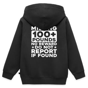 100+ livres manquantes, pas de récompense, ne pas signaler - Sweat Premium à capuche zippé enfant bio - noir - Dos - AI Model Kid Male (0cm)