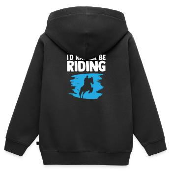 Reiten Pferd Reiterhof Reiterin Geschenk - Kinder Premium Organic Zip Hoodie - Schwarz - Hinten - AI Model Kid Male (0cm)
