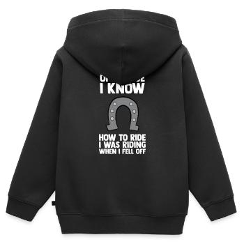 Reiten Pferd Reiterhof Reiterin Geschenk - Kinder Premium Organic Zip Hoodie - Schwarz - Hinten - AI Model Kid Male (0cm)