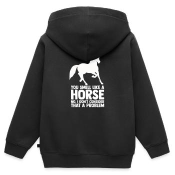 Reiten Pferd Reiterhof Reiterin Geschenk - Kinder Premium Organic Zip Hoodie - Schwarz - Hinten - AI Model Kid Male (0cm)