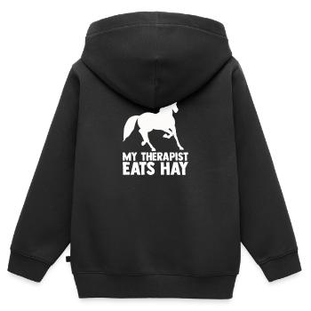 Reiten Pferd Reiterhof Reiterin Geschenk - Kinder Premium Organic Zip Hoodie - Schwarz - Hinten - AI Model Kid Male (0cm)