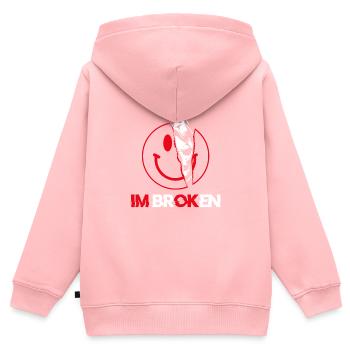 Je vais bien, je suis brisé - Sweat Premium à capuche zippé enfant bio - rose - Dos - AI Model Kid Female (0cm)