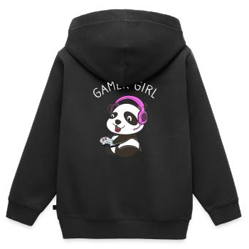 Gamer Girl Gamer Panda - Sweat Premium à capuche zippé enfant bio - noir - Dos - AI Model Kid Male (0cm)