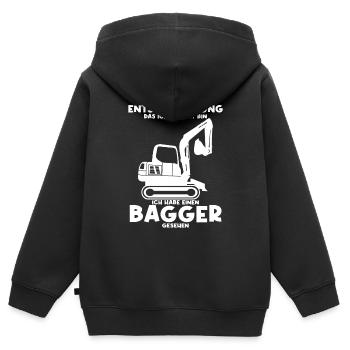 Entschuldigung das ich zu spät bin habe einen Bagg - Kinder Premium Organic Zip Hoodie - Schwarz - Hinten - AI Model Kid Male (0cm)
