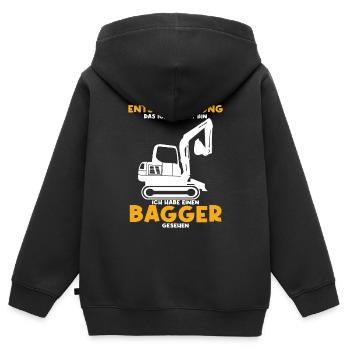 Entschuldigung das ich zu spät bin habe einen Bagg - Kinder Premium Organic Zip Hoodie - Schwarz - Hinten - AI Model Kid Male (0cm)