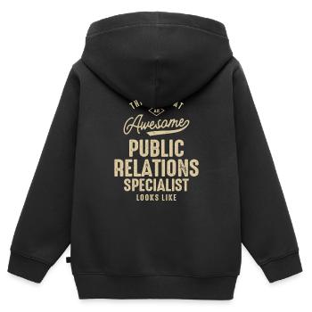 Toller Job als PR-Spezialist - Kinder Premium Organic Zip Hoodie - Schwarz - Hinten - AI Model Kid Male (0cm)