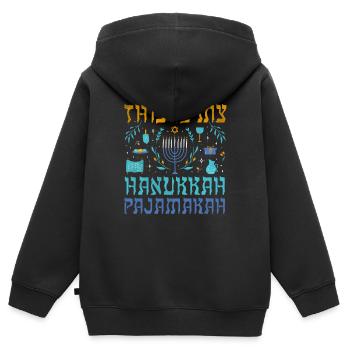 Le juif de Noël juif est mon modèle de Hanoukka - Sweat Premium à capuche zippé enfant bio - noir - Dos - AI Model Kid Male (0cm)