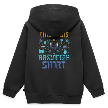 Juif de Noël juif Ce modèle de Hanoukka - Sweat Premium à capuche zippé enfant bio - noir - Dos - AI Model Kid Male (0cm)