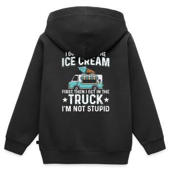 Eiscreme Schmelzen Gefrorenes Süßes Dessert Liebha - Kinder Premium Organic Zip Hoodie - Schwarz - Hinten - AI Model Kid Male (0cm)