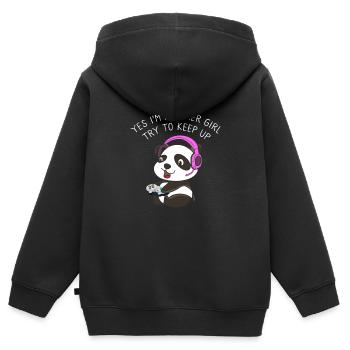 Gamer Girl Try To Keep Up Casque Gamer Panda - Sweat Premium à capuche zippé enfant bio - noir - Dos - AI Model Kid Male (0cm)