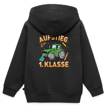 Aufstieg 1. Klasse Traktor - Kinder Premium Organic Zip Hoodie - Schwarz - Hinten - AI Model Kid Male (0cm)