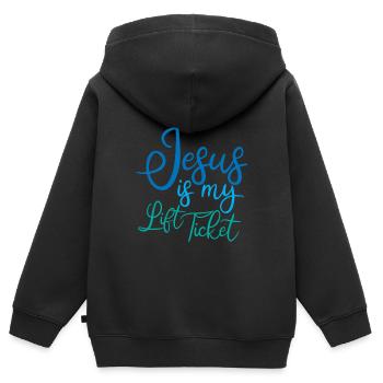 Jesus Is My Lift Ticket 2 - Kinder Premium Organic Zip Hoodie - Schwarz - Hinten - AI Model Kid Male (0cm)