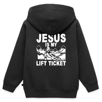 Jesus Is My Lift Ticket - Kinder Premium Organic Zip Hoodie - Schwarz - Hinten - AI Model Kid Male (0cm)