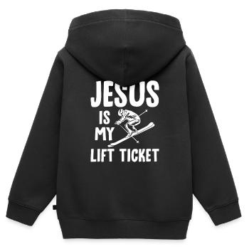 Jesus Is My Lift Ticket 4 - Kinder Premium Organic Zip Hoodie - Schwarz - Hinten - AI Model Kid Male (0cm)