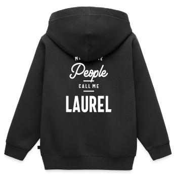 Laurel Personalized Name - Kids Premium Organic Zip-up Hoodie - black - Back - AI Model Kid Male (0cm)
