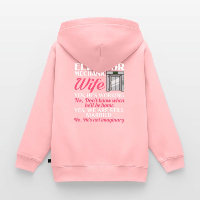 Elevator Elevator System Technician Woman Elevator Elevator Kids Premium Organic Zip-up Hoodie