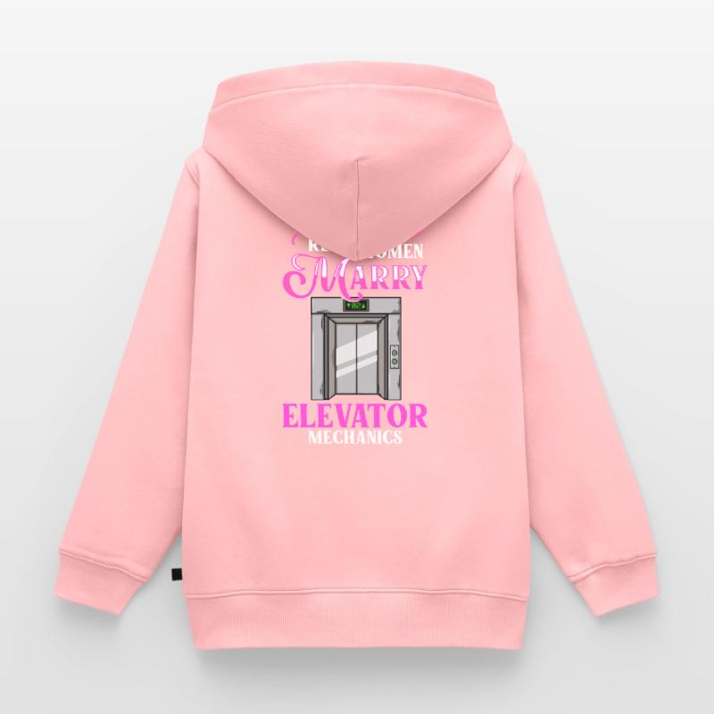 Elevator Elevator System Technician Woman Elevator Elevator Kids Premium Organic Zip-up Hoodie