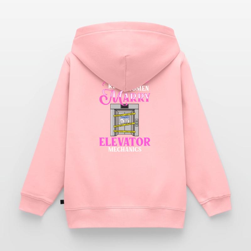 Elevator Elevator System Technician Woman Elevator Elevator Kids Premium Organic Zip-up Hoodie