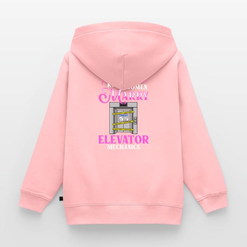 Elevator Elevator System Technician Woman Elevator Elevator Kids Premium Organic Zip-up Hoodie