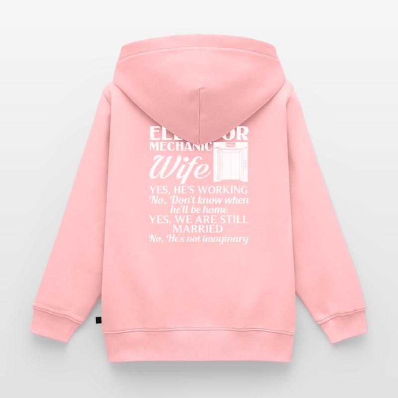 Elevator Elevator System Technician Woman Elevator Elevator Kids Premium Organic Zip-up Hoodie