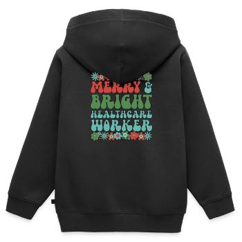 Noël essentiel des travailleurs de la santé de première ligne - Sweat Premium à capuche zippé enfant bio - noir - Dos - AI Model Kid Male (0cm)