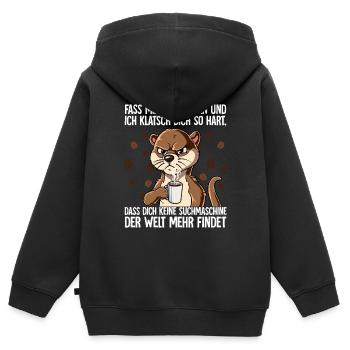 Fass mein Kaffee an und ich klatsch dich Kaffee - Kinder Premium Organic Zip Hoodie - Schwarz - Hinten - AI Model Kid Male (0cm)