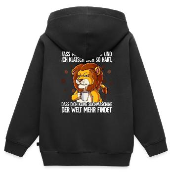 Fass mein Kaffee an und ich klatsch dich Kaffee - Kinder Premium Organic Zip Hoodie - Schwarz - Hinten - AI Model Kid Male (0cm)