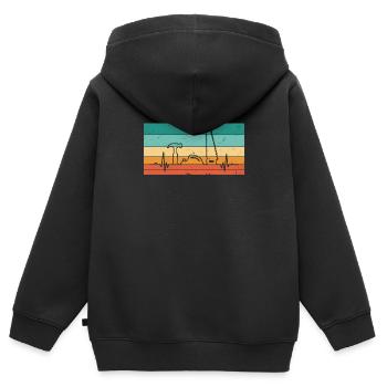 Vintage Heartbeat Saw Hammer Planter Wood - Sweat Premium à capuche zippé enfant bio - noir - Dos - AI Model Kid Male (0cm)