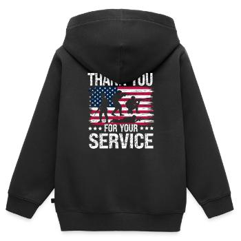Unterstützung für ehemalige US-Patriot-Soldaten - Kinder Premium Organic Zip Hoodie - Schwarz - Hinten - AI Model Kid Male (0cm)