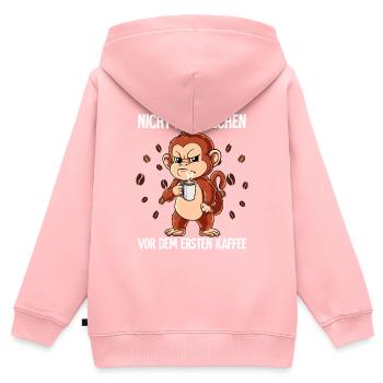 Nicht Ansprechen Vor Dem Ersten Kaffee Affe - Kinder Premium Organic Zip Hoodie - Rosa - Hinten - AI Model Kid Female (0cm)