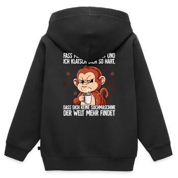Fass mein Kaffee an und ich klatsch dich Kaffee - Kinder Premium Organic Zip Hoodie - Schwarz - Hinten - AI Model Kid Male (0cm)