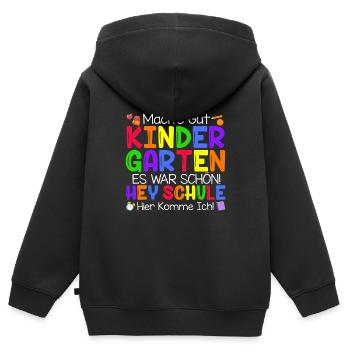 Schulkind Schüler Lustiger Spruch Kindergarten Ein - Kinder Premium Organic Zip Hoodie - Schwarz - Hinten - AI Model Kid Male (0cm)