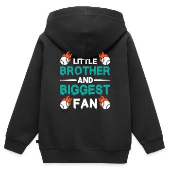 Kleiner Bruder Und Größter Fan-Baseball-Match - Kinder Premium Organic Zip Hoodie - Schwarz - Hinten - AI Model Kid Male (0cm)