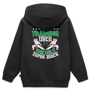 Trainieren Sie Weiter, Bis Ihr Gürtel Zum - Kinder Premium Organic Zip Hoodie - Schwarz - Hinten - AI Model Kid Male (0cm)