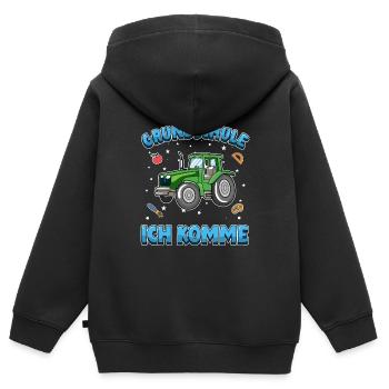 Grundschule ich komme Einschulung Traktor - Kinder Premium Organic Zip Hoodie - Schwarz - Hinten - AI Model Kid Male (0cm)