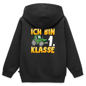 Ich bin 1. Klasse Einschulung Traktor - Kinder Premium Organic Zip Hoodie - Schwarz - Hinten - AI Model Kid Male (0cm)