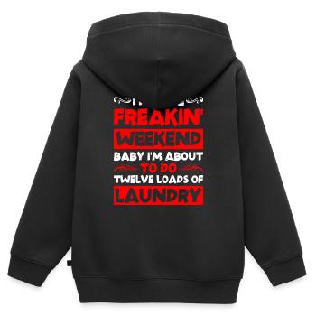 Je suis sur le point de faire douze brassées de lessive 2 - Sweat Premium à capuche zippé enfant bio - noir - Dos - AI Model Kid Male (0cm)