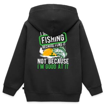 Angler Hobby Angler Fischer - Sweat Premium à capuche zippé enfant bio - noir - Dos - AI Model Kid Male (0cm)